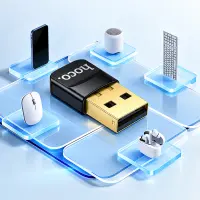 Wireless Adapter Hoco UA100 USB-A Bluetooth v6.0 Can Connect to up to 7 Devices Simultaneously Black