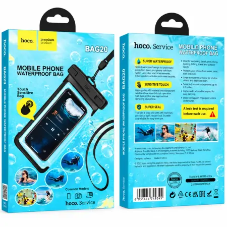 Hoco. BAG20 Magic Waterproof Bag IPX8 for Devices up to 7" Dimensions 22cm x11.5cm