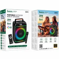 Wireless Speaker Hoco. DS72 Ship Hi-Fi v5.0 4000mAh 20W AUX MicroSD USB FM with 1 Microphone and RGB Lighting Black