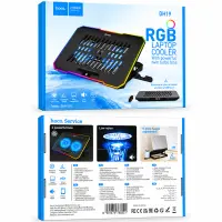 Laptop Cooler Hoco. DH19 Cool RGB with 2x1200Rpm Fan and Phone Stand for Laptop up to 17"
