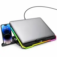 Laptop Cooler Hoco. DH19 Cool RGB with 2x1200Rpm Fan and Phone Stand for Laptop up to 17"