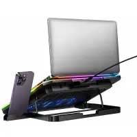 Laptop Cooler Hoco. DH19 Cool RGB with 2x1200Rpm Fan and Phone Stand for Laptop up to 17"