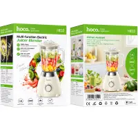 Blender Hoco. HE33 Retro 1.5lt 500W Stainless Steel Blades and Glass Bowl 2 Modes + Pulse Milky White