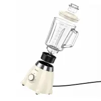 Blender Hoco. HE33 Retro 1.5lt 500W Stainless Steel Blades and Glass Bowl 2 Modes + Pulse Milky White