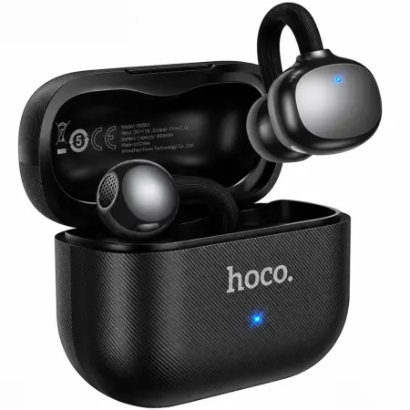 Wireless Hands Free Open-Ear Hoco. DES61 Cool TWS v6.0 250mAh 6h Talk Time Black with Black Silicon Sleeve