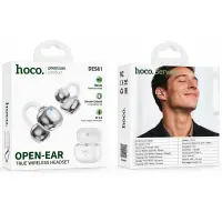 Wireless Hands Free Open-Ear Hoco. DES61 Cool TWS v6.0 250mAh 6h Talk Time White with White Silicon Sleeve