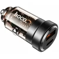 Car Charger Hoco. DZ15 Contact PD45W QC 1xUSB-A 1xUSB-C Transparent Black