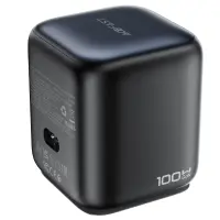 Desktop Charger Acefast Z10 100W 2xUSB-C 1xUSB-A 1xUSB-C GaN Retractable Cable and LED Smart Digital Display Black