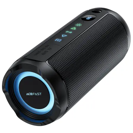 Wireless Speaker Acefast K12 Pro TWS ENC v6.0 2400mAh 30W TF Card AUX USB Playback Digital Display and RGB Lighting IPX4 Black