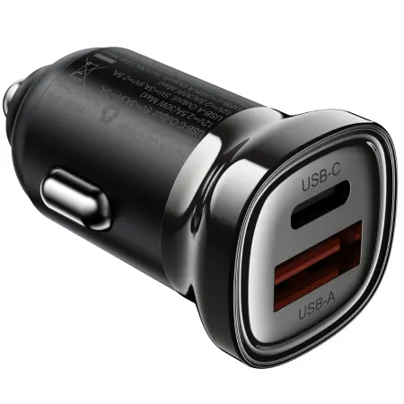 Car Charger Acefast B19 PD30W 1xUSB-A 1xUSB-C Black