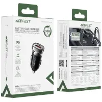 Car Charger Acefast B19 PD30W 1xUSB-A 1xUSB-C Black