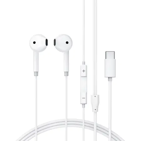 Hands Free Acefast L13 Earphones Stereo USB-C with Microphone White 1.2m