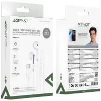 Hands Free Acefast L13 Earphones Stereo USB-C with Microphone White 1.2m