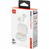 Wireless Hands Free JBL Wave Flex Earbuds with VoiceAware, up to 32 Hours Playtime, BT v5.2, IP54 White