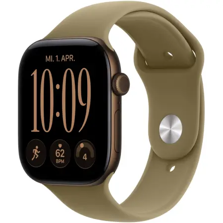 Apple Watch Series 12 (2026) Aluminum 46mm GPS NFC 5 ATM Dark Bronze Aluminium with Olive Sport Band