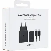 Samsung Super Fast Charger 2.0 T5020XBE 50W 2xUSB-C and USB-C to USB-C Cable Black