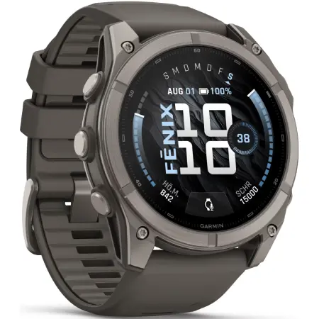 Smartwatch Garmin Fenix 9 51mm GPS 10 ATM Call Version Titanium with Pebble Grey Silicone Band