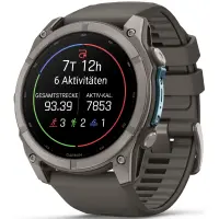 Smartwatch Garmin Fenix 9 51mm GPS 10 ATM Call Version Titanium with Pebble Grey Silicone Band