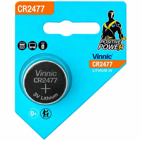 Buttoncell Vinnic CR2477 3V with Perferated Packaging Pcs. 1