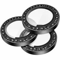 Camera Frame Cover Hoco V18 Diamond 3D Original Metal Frame Lens Glass for Apple iPhone 18 Pro iPhone 18 Pro Max Black