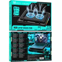 Laptop Cooler Hoco GA7 with 7-Level Height Adjustment 2 Fans for Laptops up to 17" Black with RGB Lighting