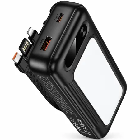 Power Bank Hoco J177 Respeto 20000mAh 1xUSB-A 22.5W 1xUSB-C PD20W with USB-C Lightning USB-A Cables and Flaslight Black