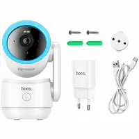 Hoco Wi-Fi  D11 Indoor PTZ 2MP 1920 × 1080p Dual-Pan-Tilt Camera IR-CUT for Day and Night Mode Monitoring TF Card up to 128Gb