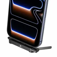 Hoco UA47A USB-C Male to USB-C Female Adapter 240W Charge Power and Phone Stand Use Black