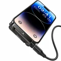 Hoco UA47 Lightning Male to USB-C Female Adapter PD30W Charge Power and Phone Stand Use Black