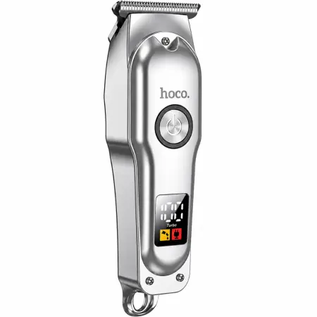 Rechargeable Hair Clipper Hoco. DAR63 800mAh Stainless Steel Blades with 3 Combs and LCD Digital Display Silver