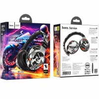 Wireless Stereo Headphone Hoco. ESD18 Graffiti v5.3 200 mAh 4h Use Time with Micro SD, Microphone  and AUX Ports Black Graffiti